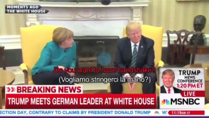 Merkel a Trump: “Ci stringiamo la mano?”. Ma lui la snobba